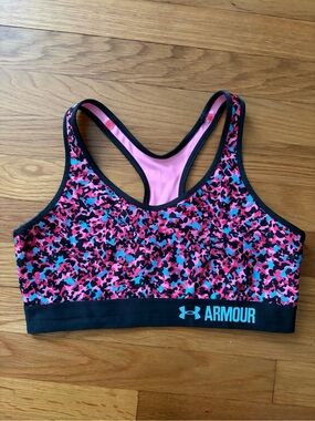 Under Armour | Mid-Impact Printed Sports Bra | Pink Craze Camo | Size: L